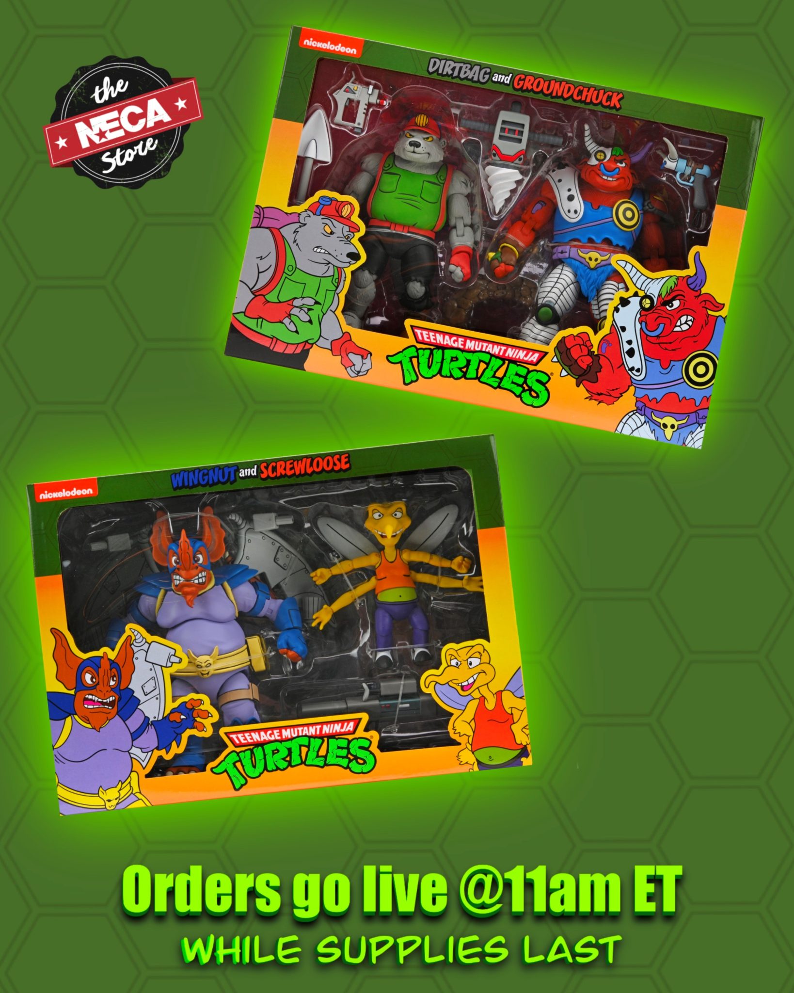 NECA Toys TMNT Classic Collection Dirtbag & Groundchuck, Wingnut
