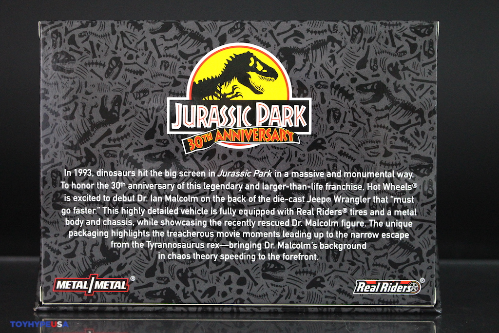 Hot Wheels Jurassic Park Jeep Wrangler & Dr. Ian Malcolm - SDCC2023 Comic Con Exclusivo