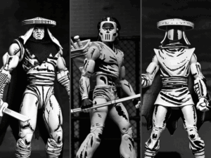 NECA Toys Teenage Mutant Ninja Turtles (Mirage Comics) Casey Jones, Elite Guard & Foot Elite Assassin (B&W) Figures