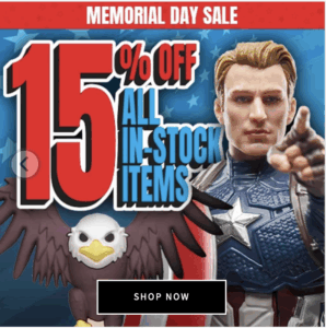 Entertainment Earth Offers 15% Off All In-Stock Items Sale Until May 27th, 2025