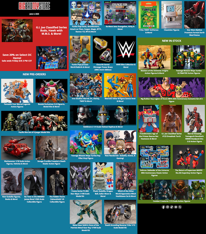 BigBadToyStore News - 20% Off Select DC Figures, G.I. Joe, Dragonball, Fantastic Four, Warhammer, Godzilla