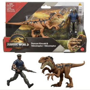Jurassic World Rebirth Duncan Kincaid and Velociraptor Action Figure 2-Pack