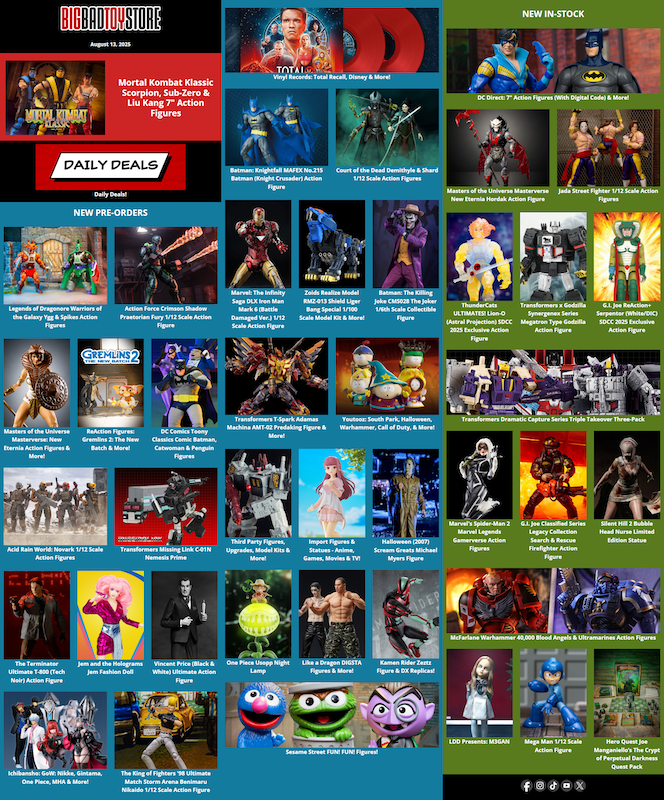 BigBadToyStore Mortal Kombat, Action Force, Transformers, Ichibansho, South Park