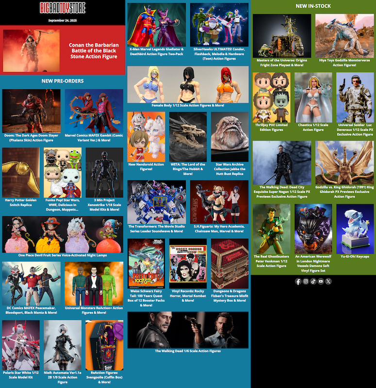 BigBadToyStore News Conan, DOOM, MAFEX, Godzilla, The Walking Dead, DC & More