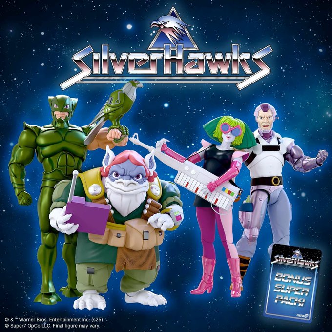 Super7 Silverhawks Ultimates Wave 7 - Flashback, Hardware, Melodia, & Toon Condor Figures