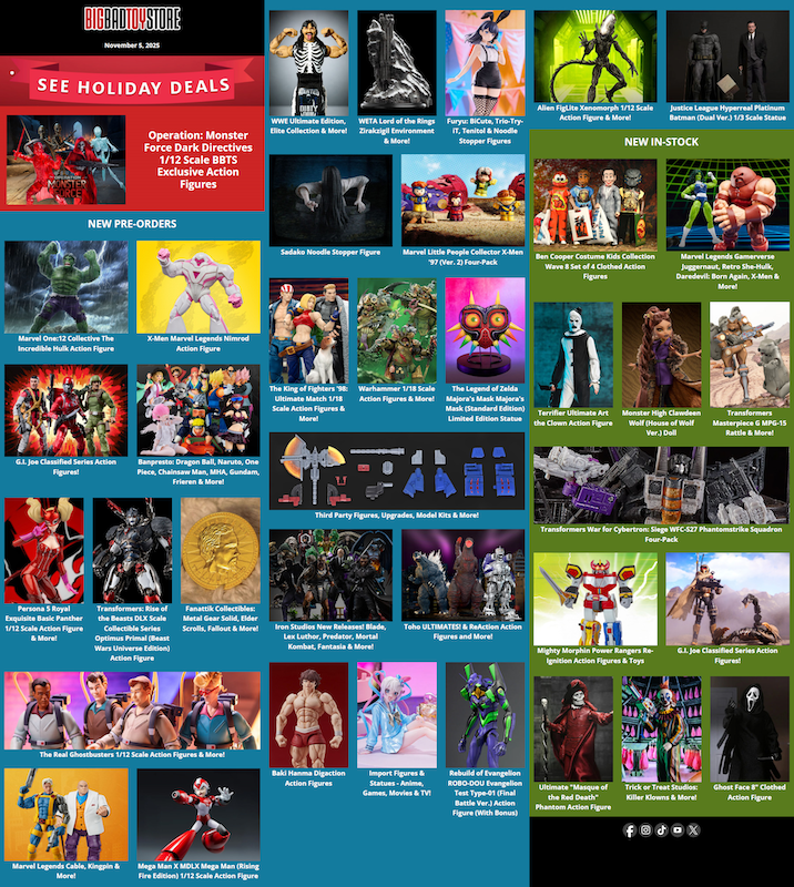 BigBadToyStore News Holiday deals, Monster Force, G.I. Joe, King of Fighters, Marvel, Godzilla & More