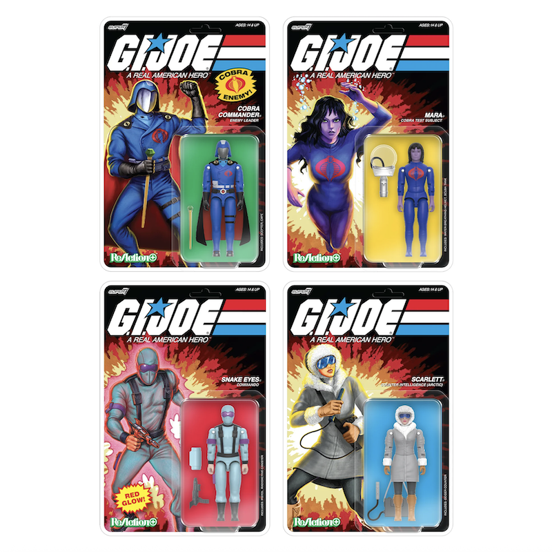 Super7 G.I. Joe ReAction+ Wave 6 - Arctic Snake Eyes, Arctic Scarlett, Cobra Commander & Arctic Mara Figures