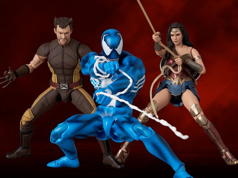 Medicom - MAFEX Gamerverse Blue Venom, Wolverine (Brown Suit) & Wonder Woman Figures