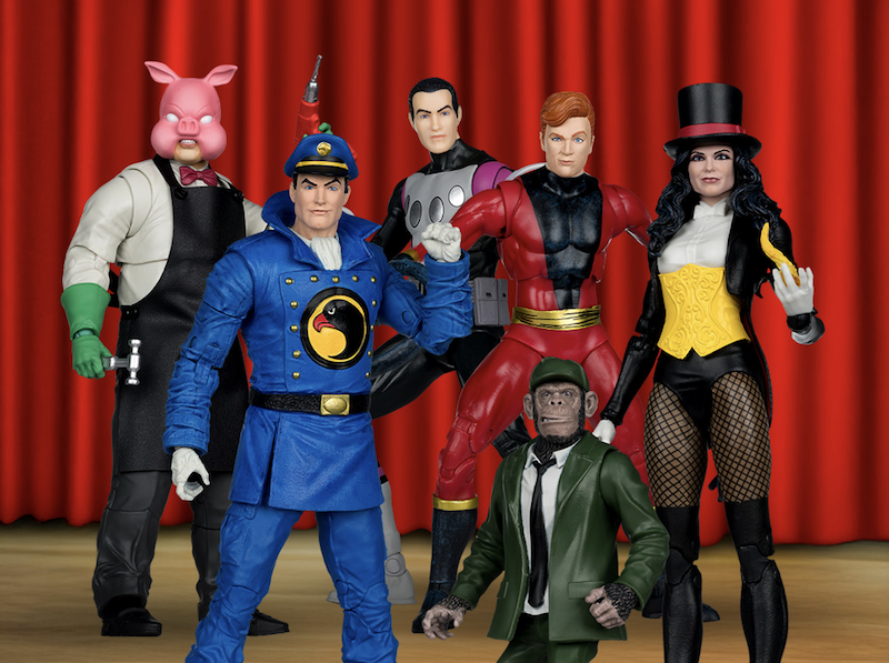 McFarlane Toys DC Multiverse Blackhawk, Elongated Man, Cosmic Boy, Professor Pyg & Zatanna with Detective Chimp Figures Pre-Orders