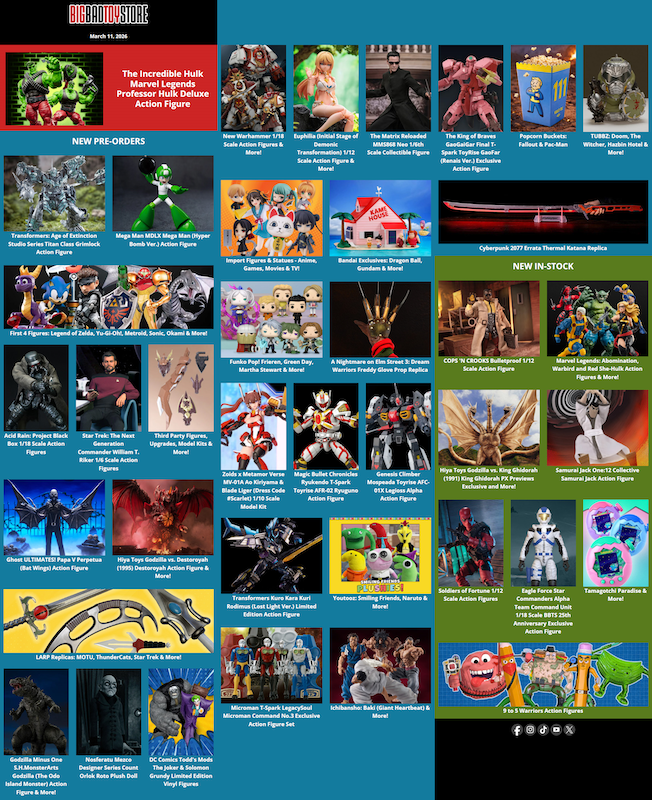 BigBadToyStore News Marvel, Transformers, Star Trek, anime, Ghost, Godzilla