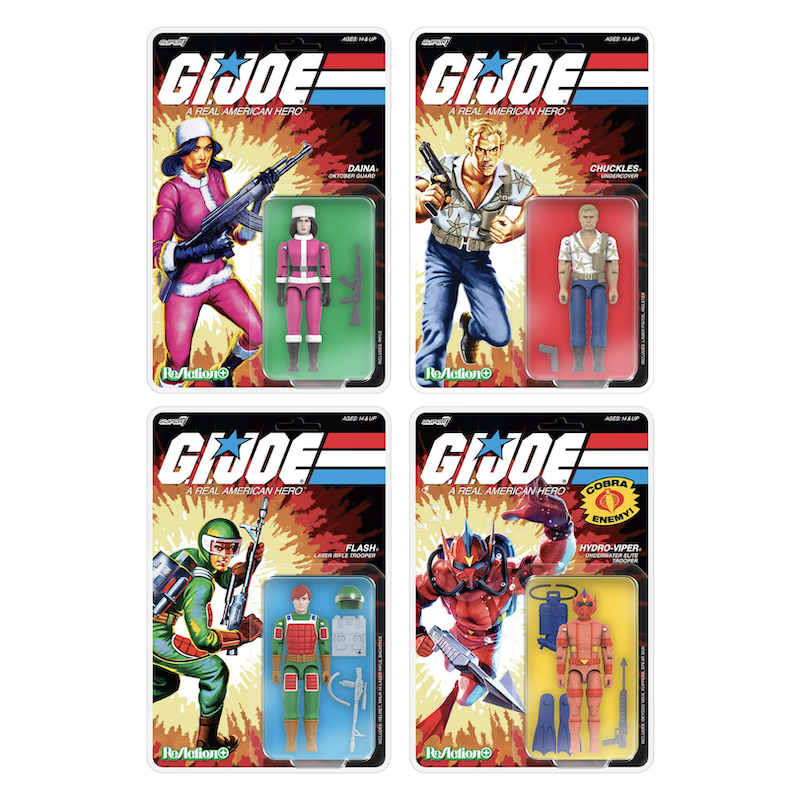 Super7 G.I. Joe ReAction+ Wave 7 - Chuckles, Flash, Hydro Viper & Daina Figures