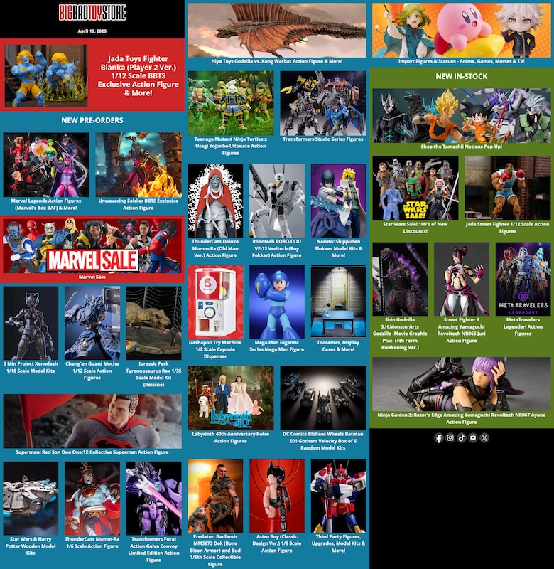 BigBadToyStore Street Fighter, Marvel, Jurassic Park, Anime