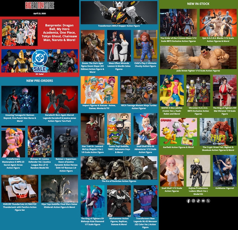BigBadToyStore Marvel, Transformers, DC Sale, Anime, King of Fighters