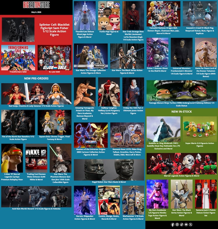 BigBadToyStore Star Wars, Splinter Cell, MOTU, ThunderCats, anime, Star Trek