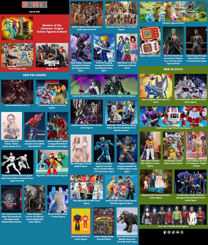 BigBadToyStore MOTU, anime, Mythic Legions, Transformers, Elden Ring