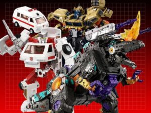 Takara-Tomy Transformers Missing Link C-15 Ratchet, New Legends NL-04 Gigastorm & Overgear OG-03 Optimus Prime Figures