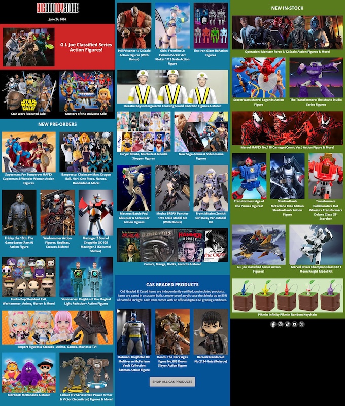BigBadToyStore G.I. Joe, Star Wars & MOTU sales, anime, Fallout, Warhammer