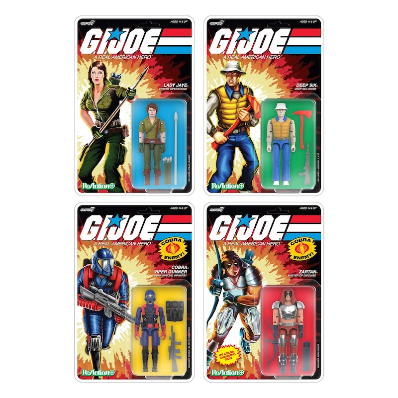 Super7 G.I. Joe ReAction+ Wave 9 - Cobra Viper Gunner, Deep Six, Lady Jaye & Zartan Figures