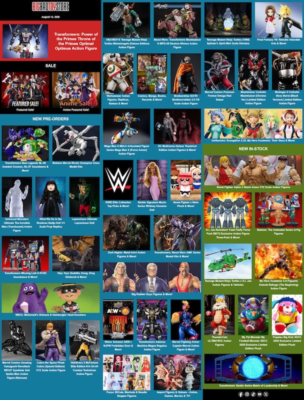 BigBadToyStore Transformers, anime sale, TMNT, Mega Man, Street Fighter