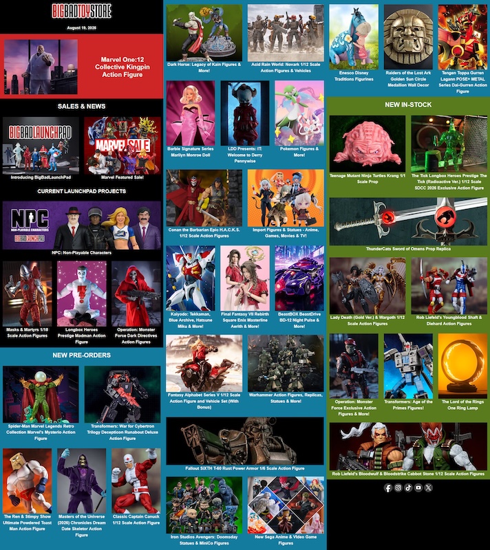 BigBadToyStore News: BigBadLaunchPad, Marvel Sale, Transformers, Final Fantasy