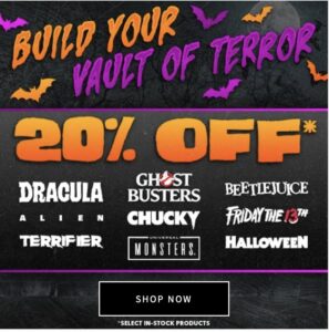 Entertainment Earth Offers Vault of Terror 20% Off Sale on Select Halloween Themed Items Until September 14th, 2026