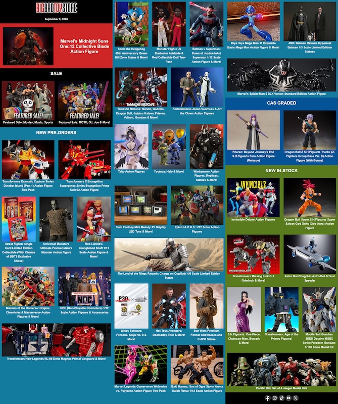 BigBadToyStore Marvel, New Sales, Transformers, MOTU, Tamashii Nations