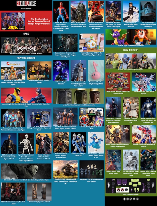 BigBadToyStore News Cult & Classic Movie sale, The Tick, Thundercats, DC, Marvel